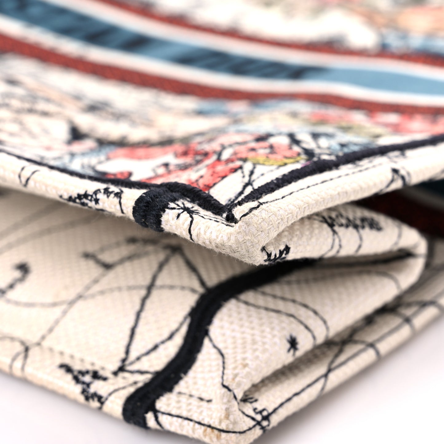 Canvas Embroidered Large Zodiac Book Tote Latte Multicolor