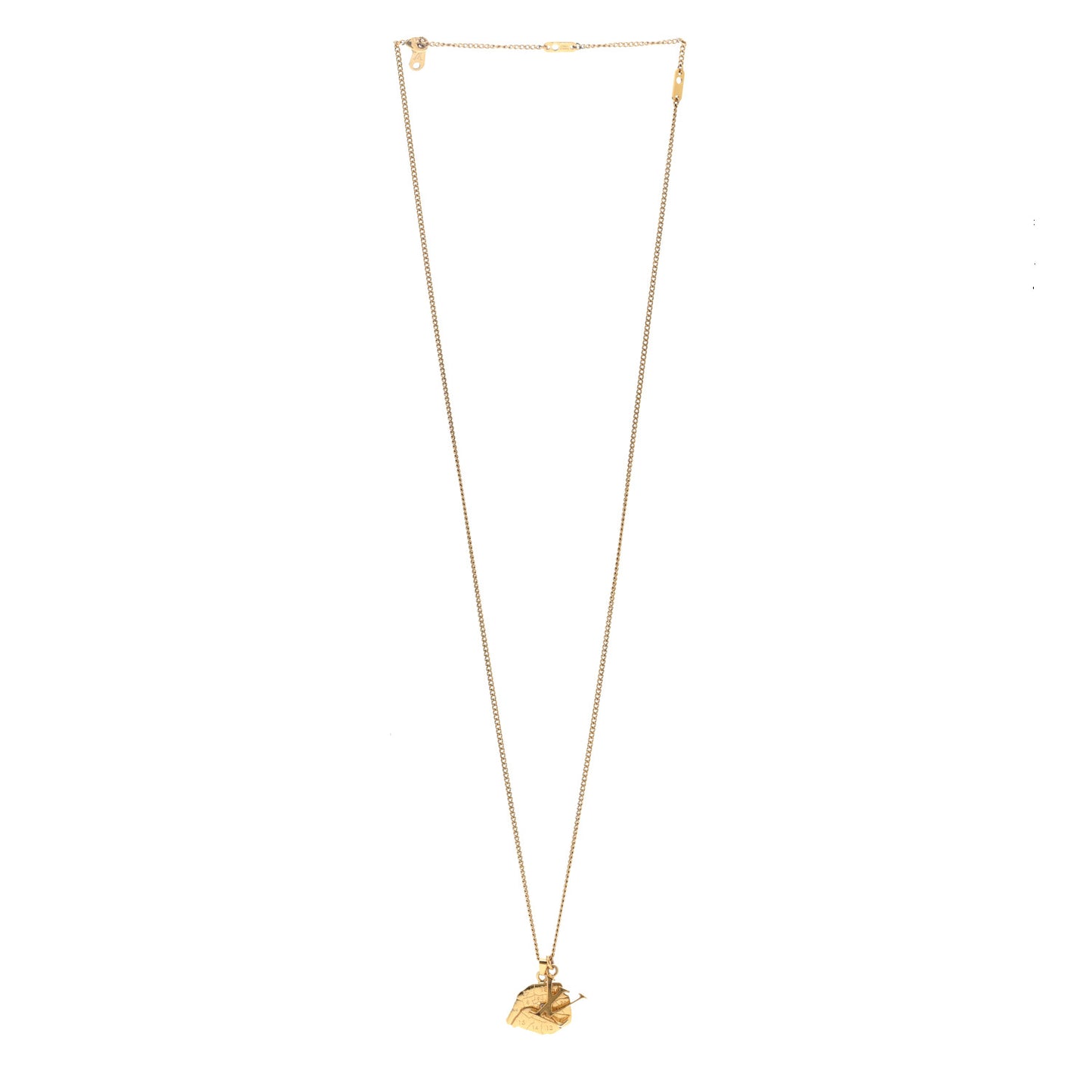 Metal Crystal LV Paris Map Necklace Gold