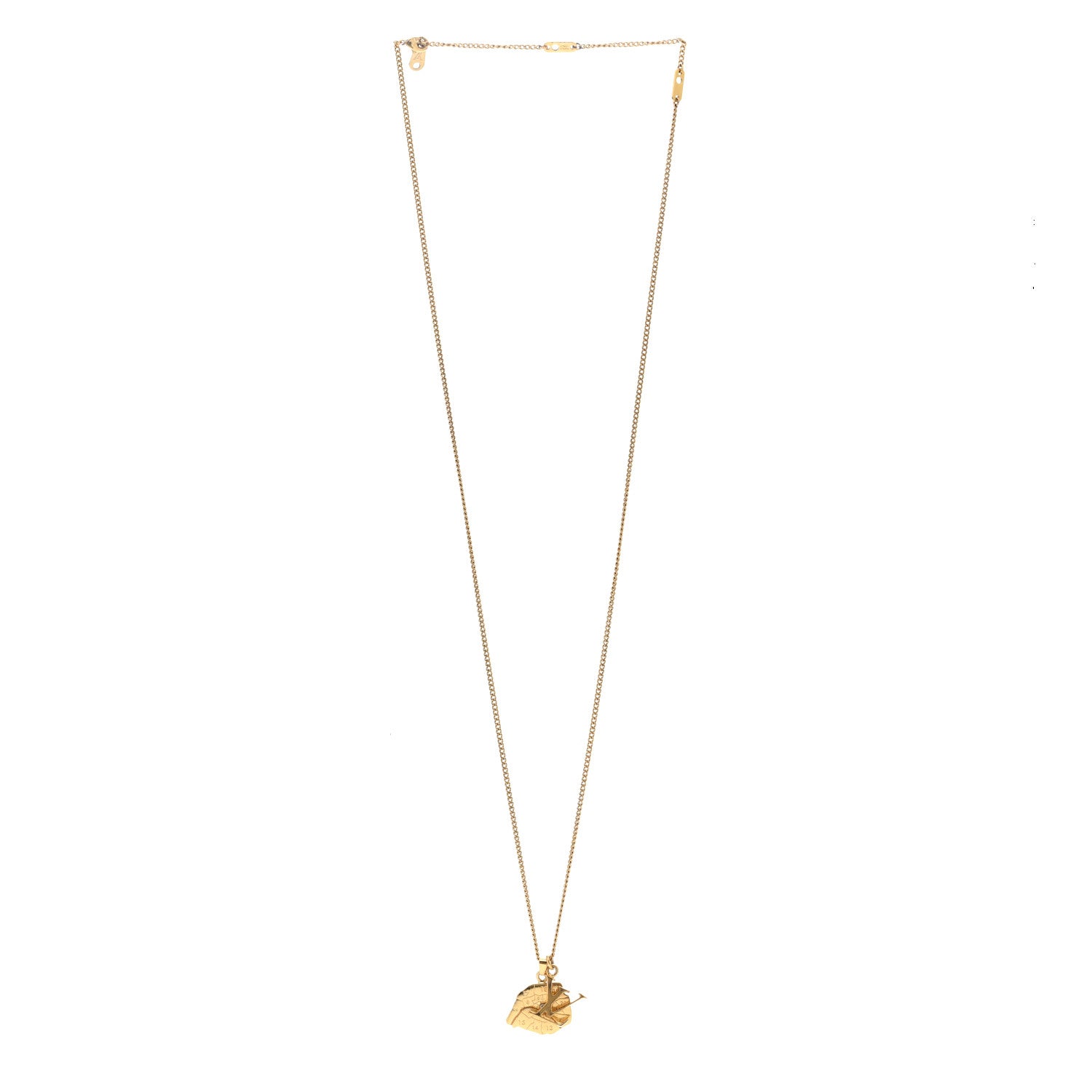 Louis Vuitton Metal Crystal LV Paris Map Necklace Gold 3 of 9