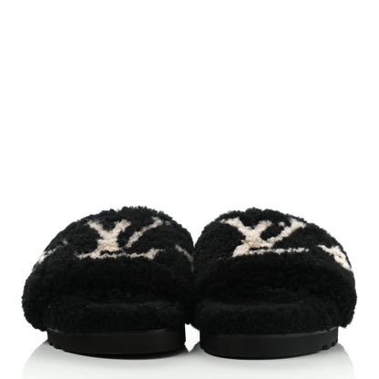 Louis Vuitton Shearling Paseo Flat Comfort Mule 39 Black 2 of 8