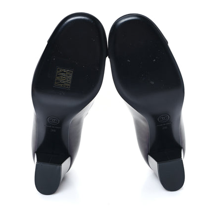 Chanel Iridescent Lambskin Grosgrain Pearl Mary Jane Pumps 38 Black 6 of 9