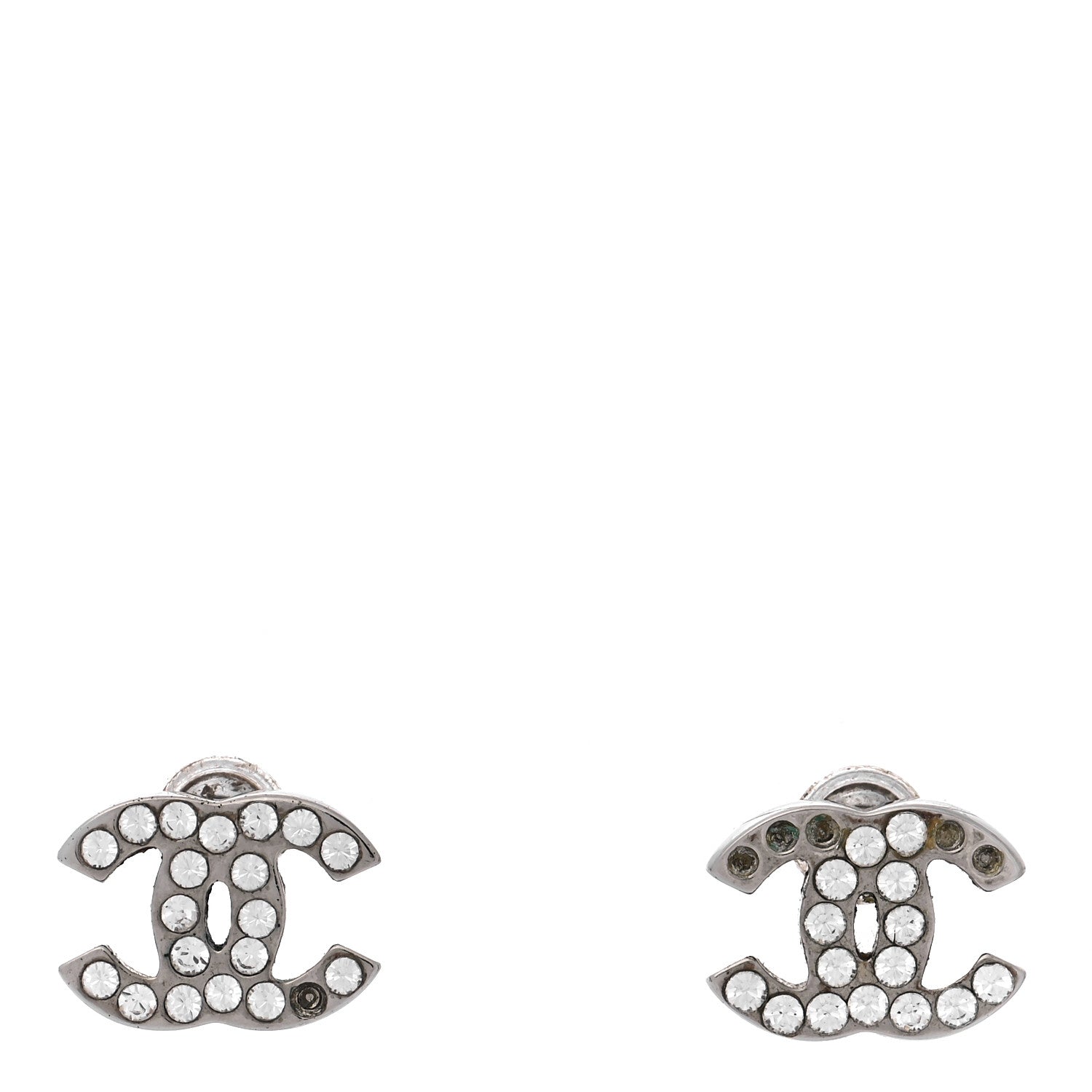 Chanel Crystal Mini Timeless CC Earrings Silver 1 of 7