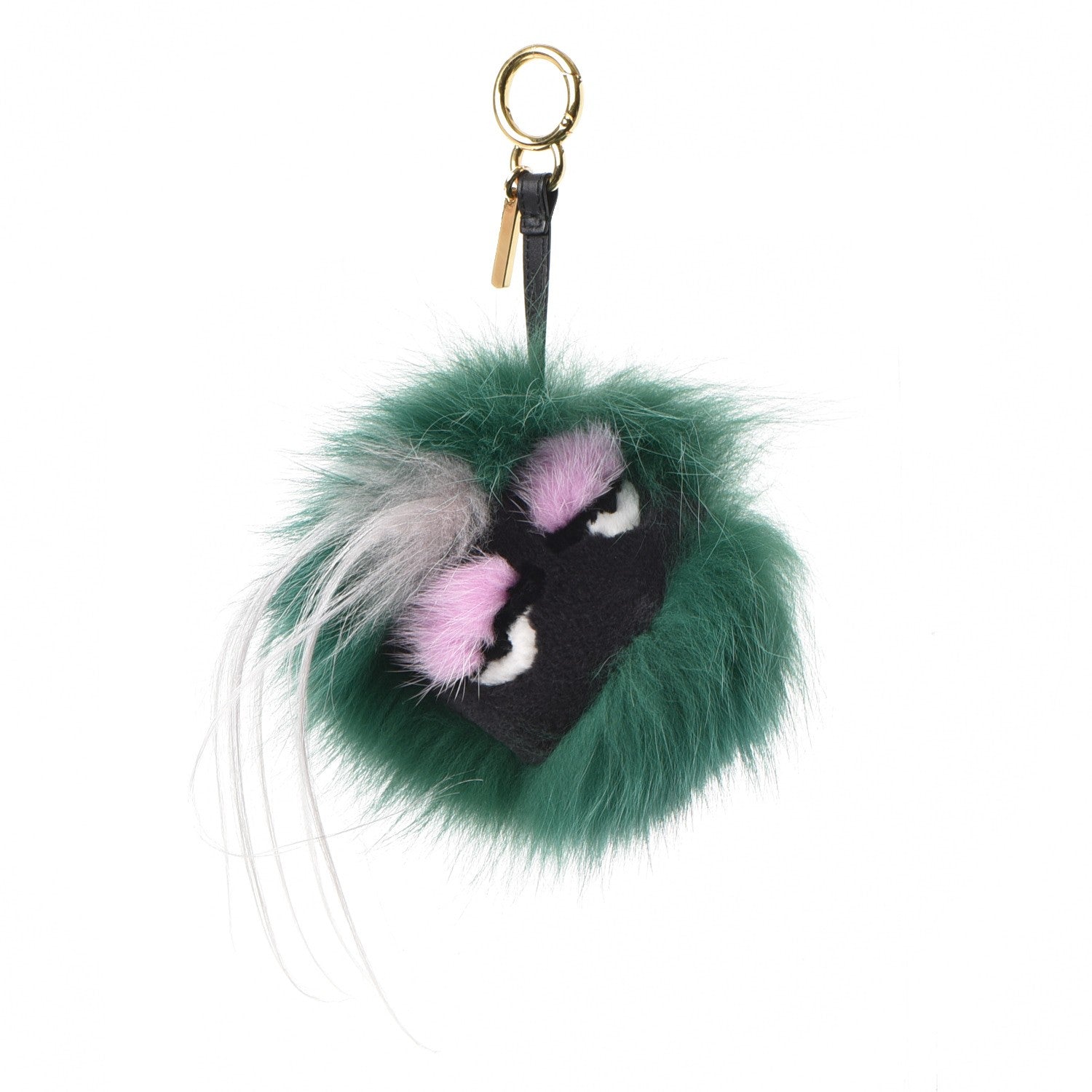 Fendi Fox Rabbit Goat Mink Fur Vitello Flamingo Minty Monster Bag Bug Charm Green Apple Multicolor 1 of 5