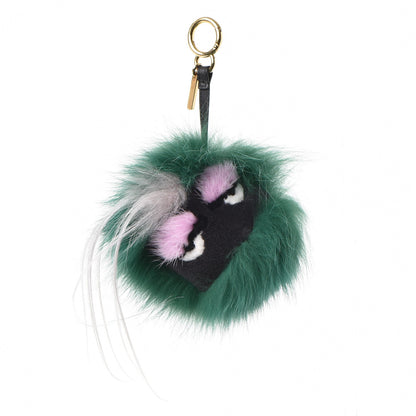 Fendi Fox Rabbit Goat Mink Fur Vitello Flamingo Minty Monster Bag Bug Charm Green Apple Multicolor 1 of 5