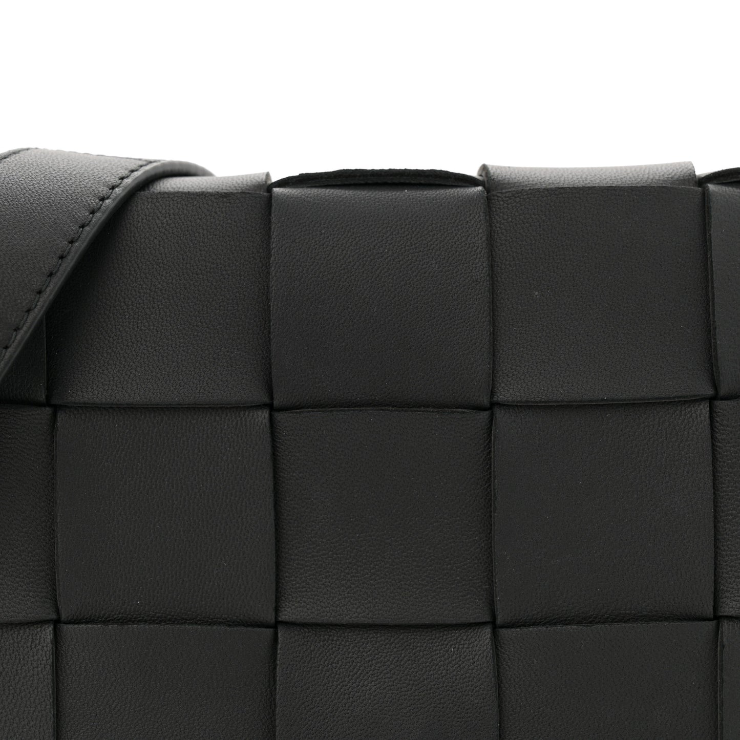 Lambskin Maxi Intreccio Small Cassette Crossbody Bag Black