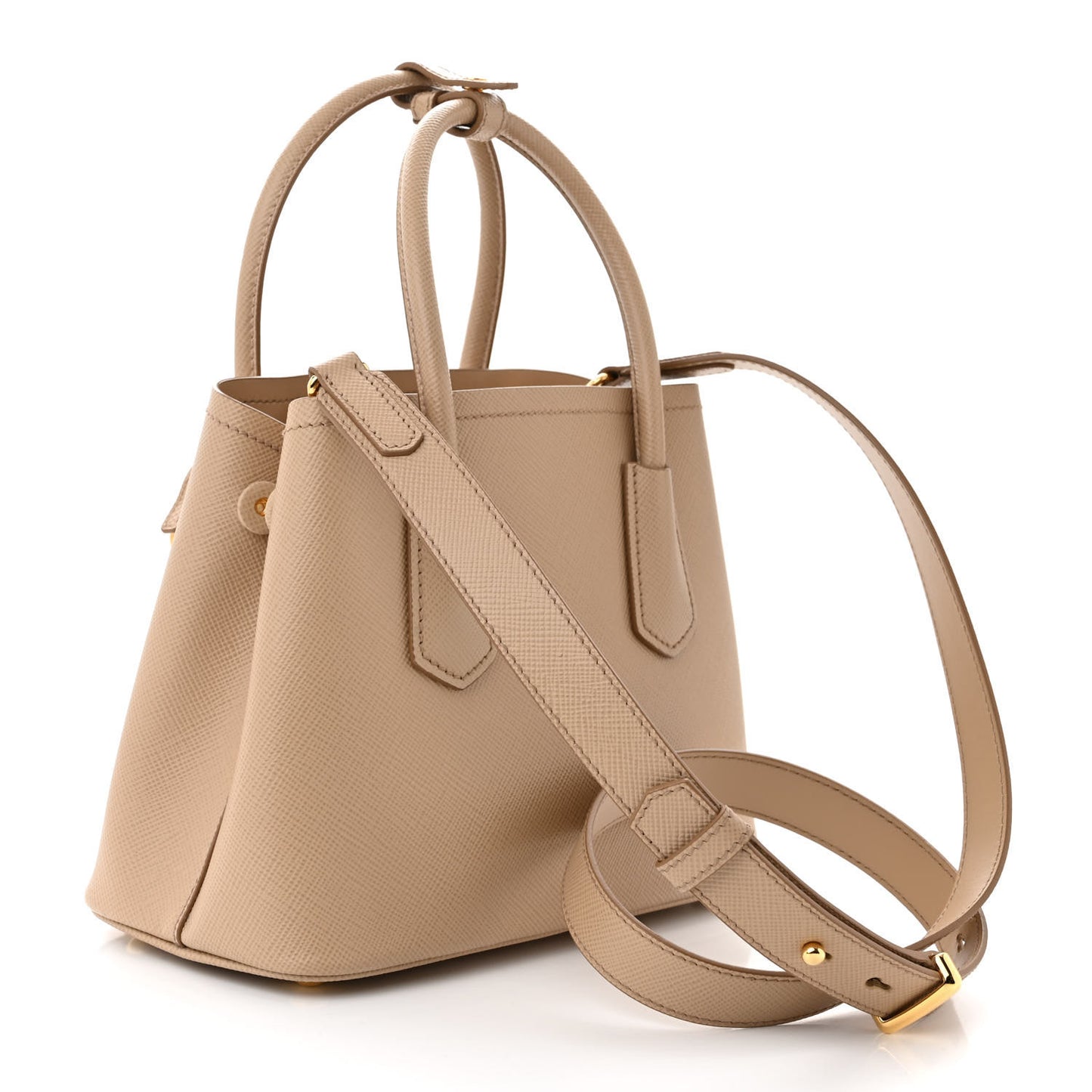 Saffiano Cuir Mini Double Bag Cammeo