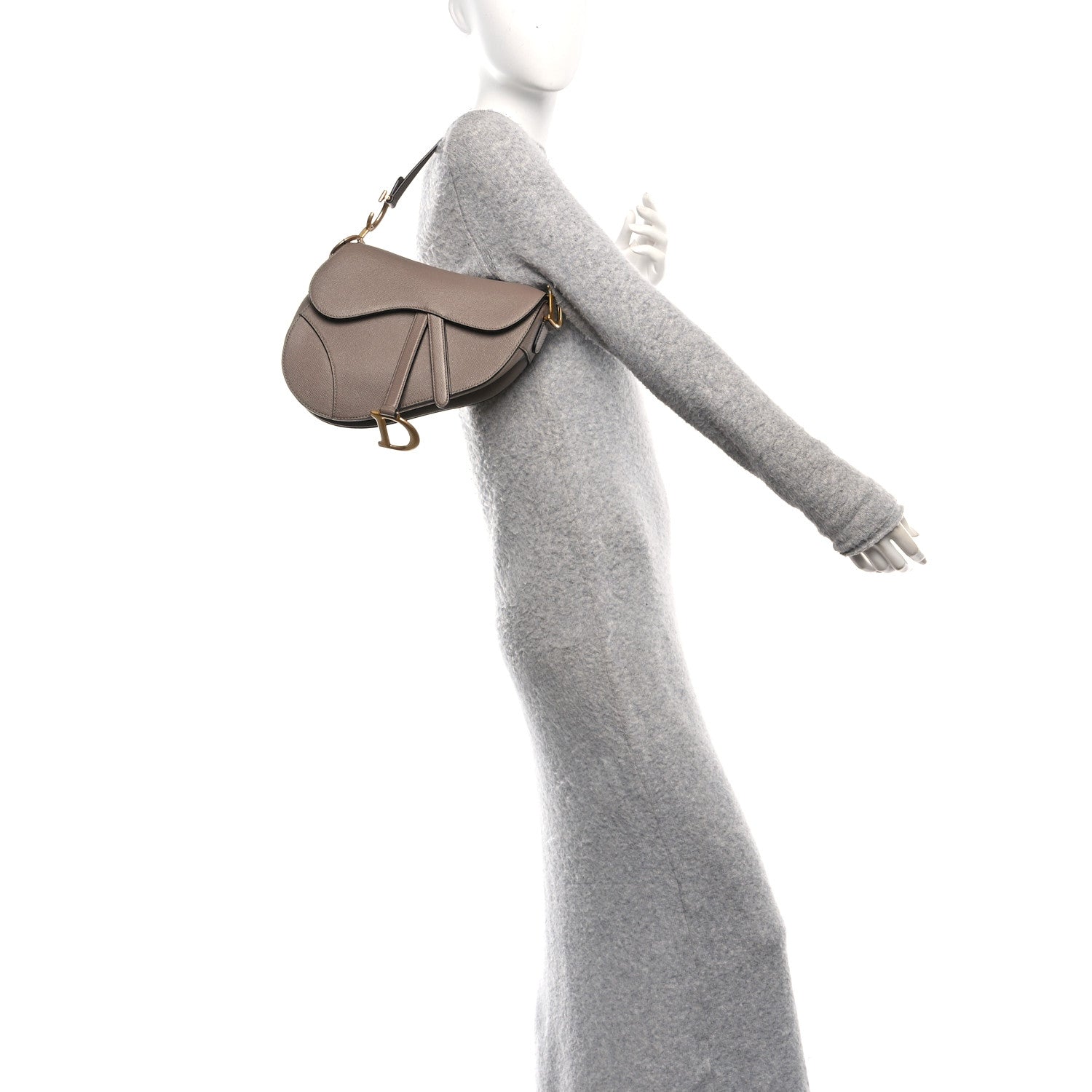 Christian Dior Grained Calfskin Saddle Bag Warm Taupe 2 of 10