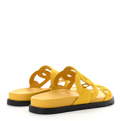 Hermes Suede Goatskin Extra Sandals 36 Jaune Sable 4 of 8