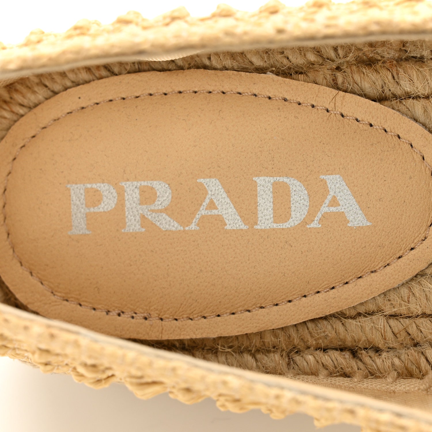 Prada Raffia Triangle Logo Crochet 20mm Espadrilles 37 Naturale 6 of 10
