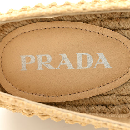 Prada Raffia Triangle Logo Crochet 20mm Espadrilles 37 Naturale 6 of 10