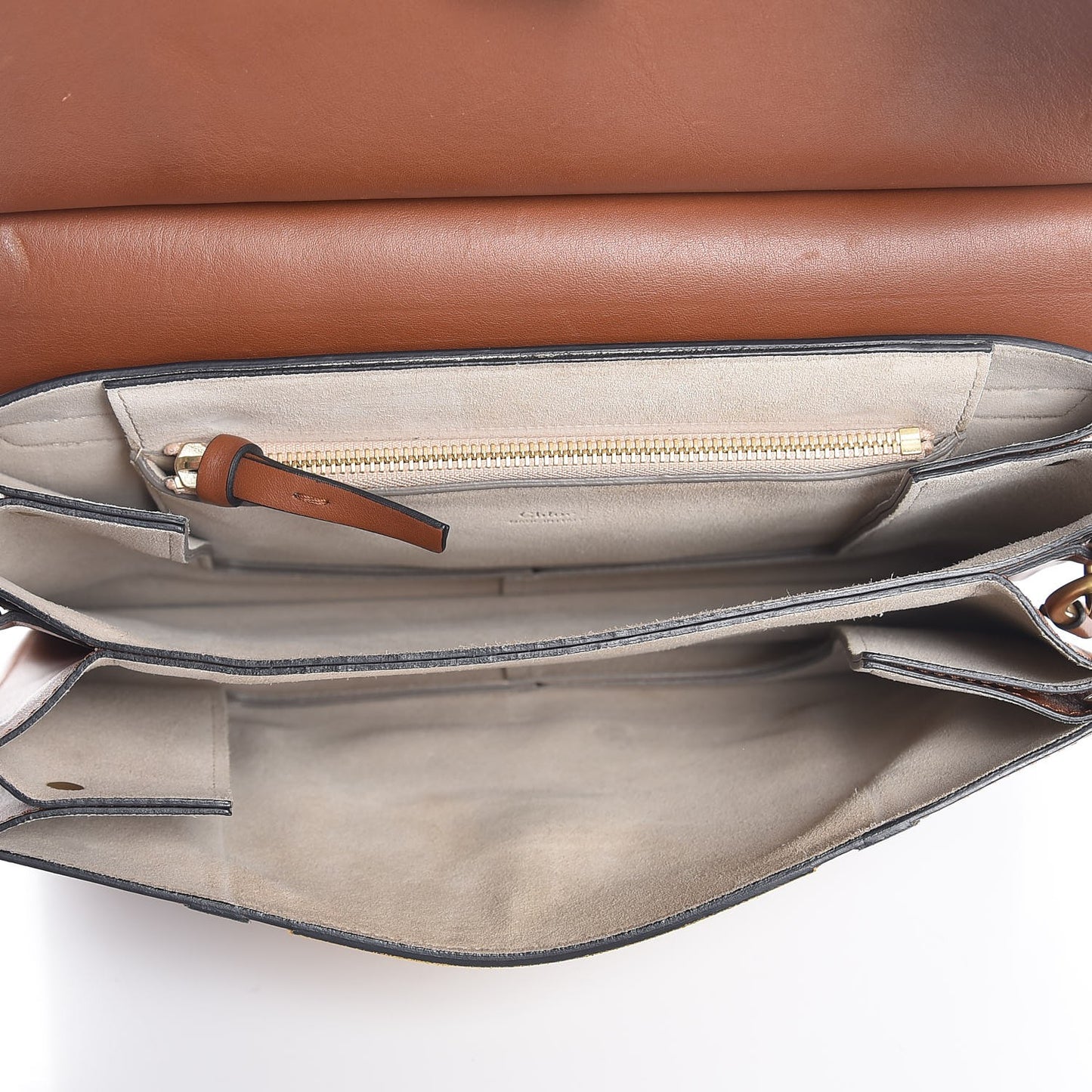 Suede Calfskin Patchwork Medium Faye Shoulder Bag Tobacco