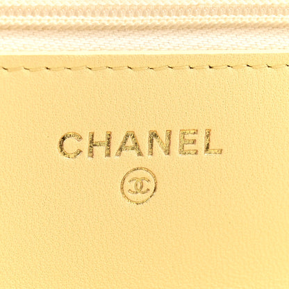 Chanel Lambskin Quilted Sweet Camellia Wallet on Chain WOC Yellow 6 of 14
