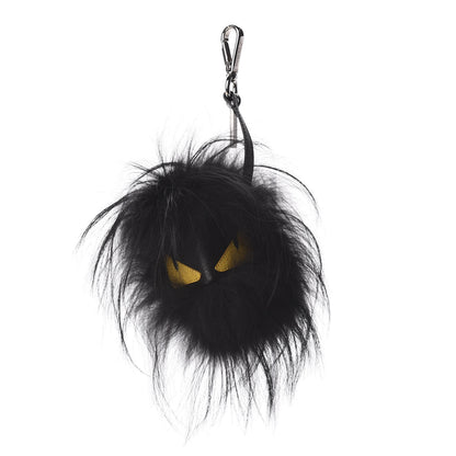 Fendi Vitello Elite Fox Fur Fusto Monster Bag Bug Charm Black Yellow 1 of 4
