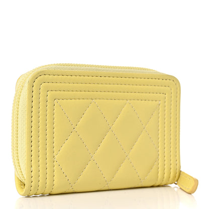 Chanel Lambskin Quilted Zip Around Boy Coin Purse Wallet Yellow 3 of 10