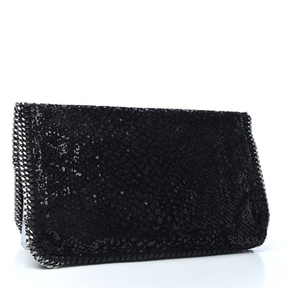 Stella McCartney Sequin Falabella Fold Over Clutch Black 3 of 6