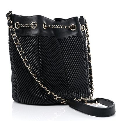 Chanel Lambskin Chevron Drawstring Bag Black 3 of 13