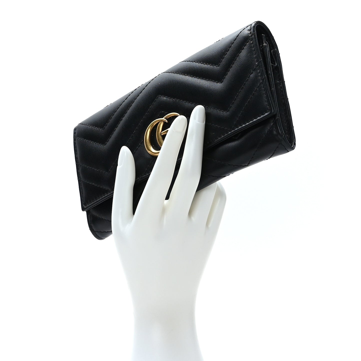 Calfskin Matelasse GG Marmont Continental Wallet Black
