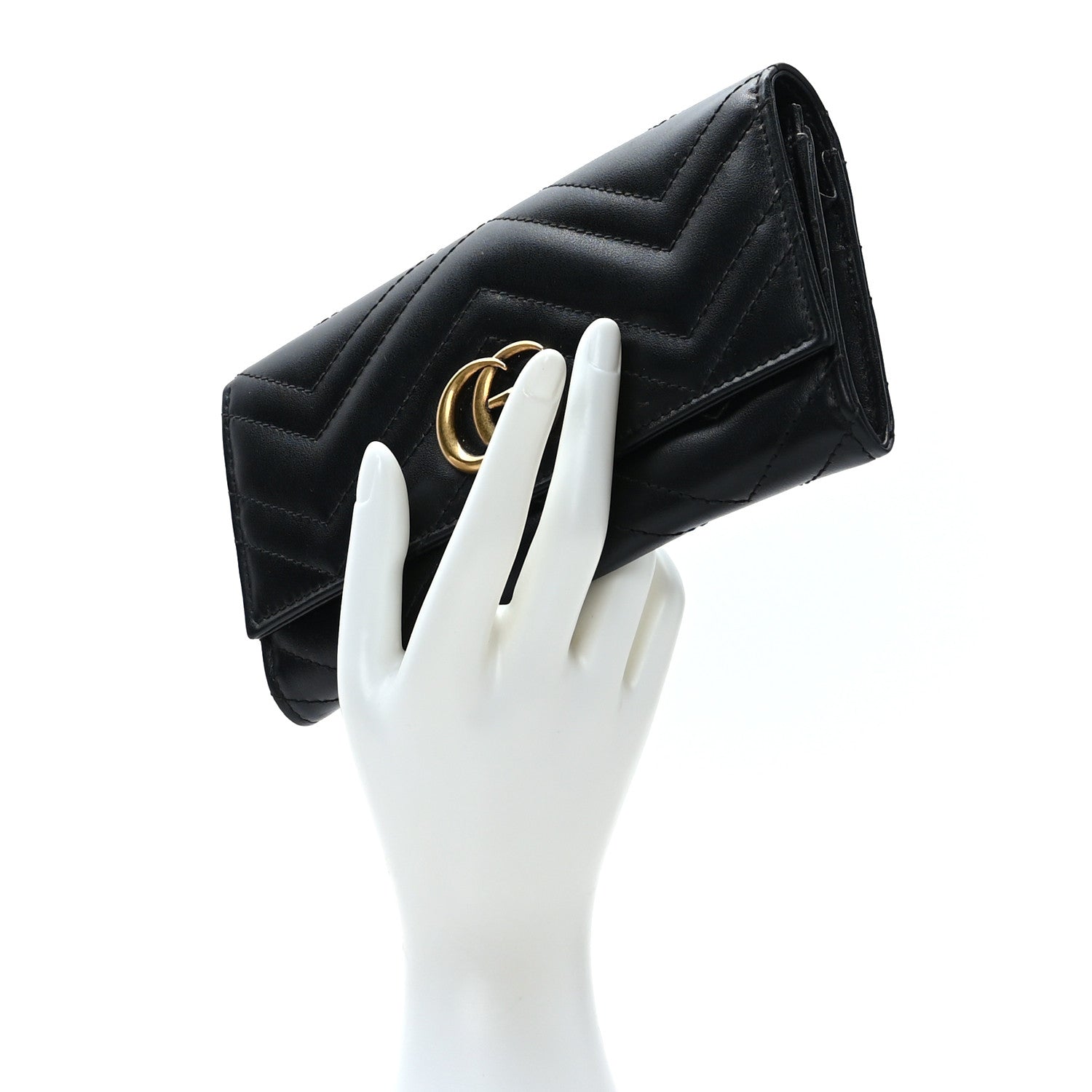 Gucci Calfskin Matelasse GG Marmont Continental Wallet Black 2 of 7