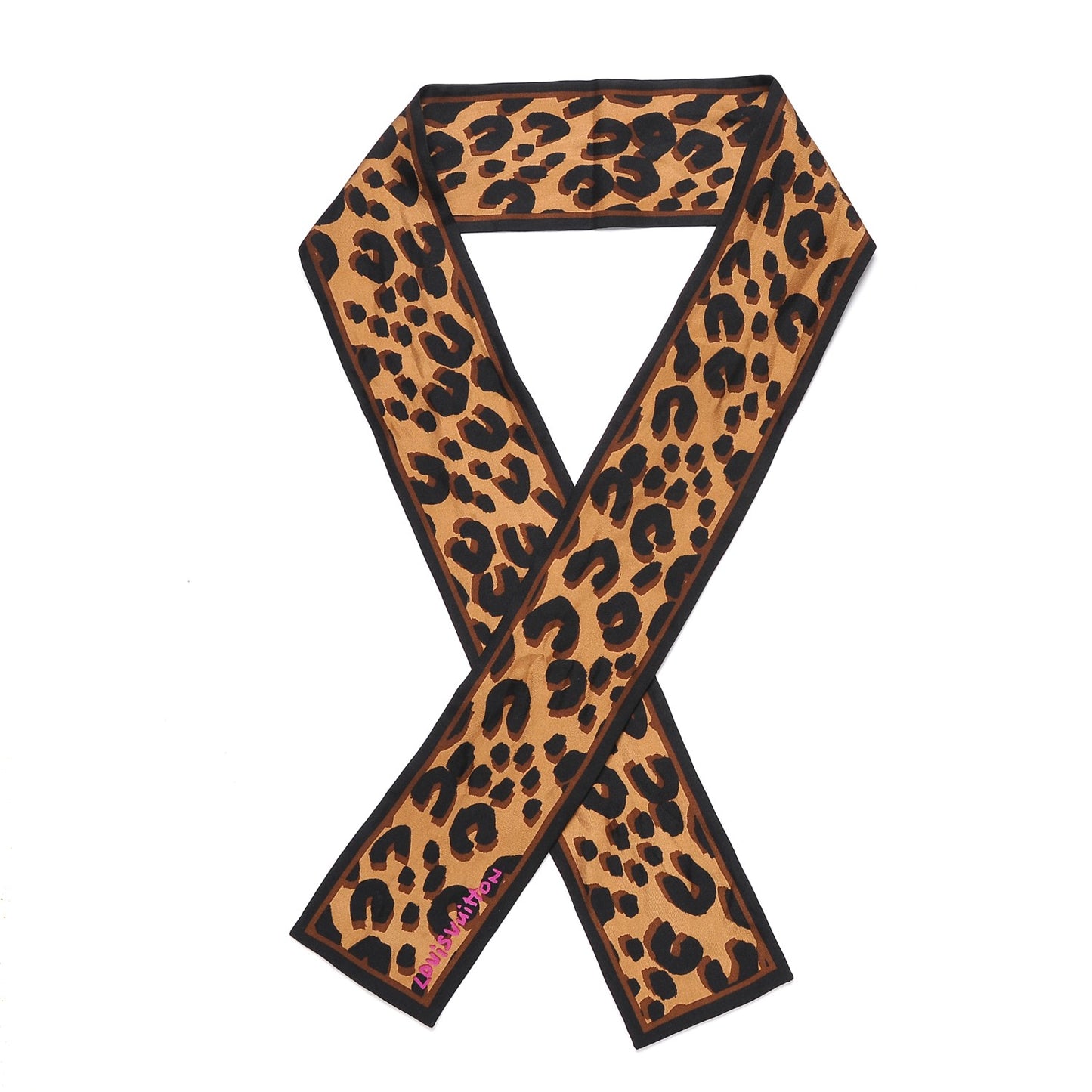 Silk Leopard Bandeau Scarf Marron