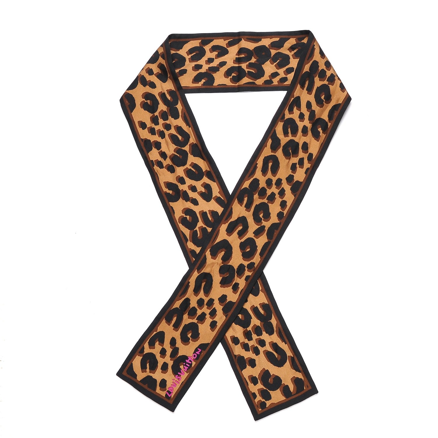 Louis Vuitton Silk Leopard Bandeau Scarf Marron 1 of 5
