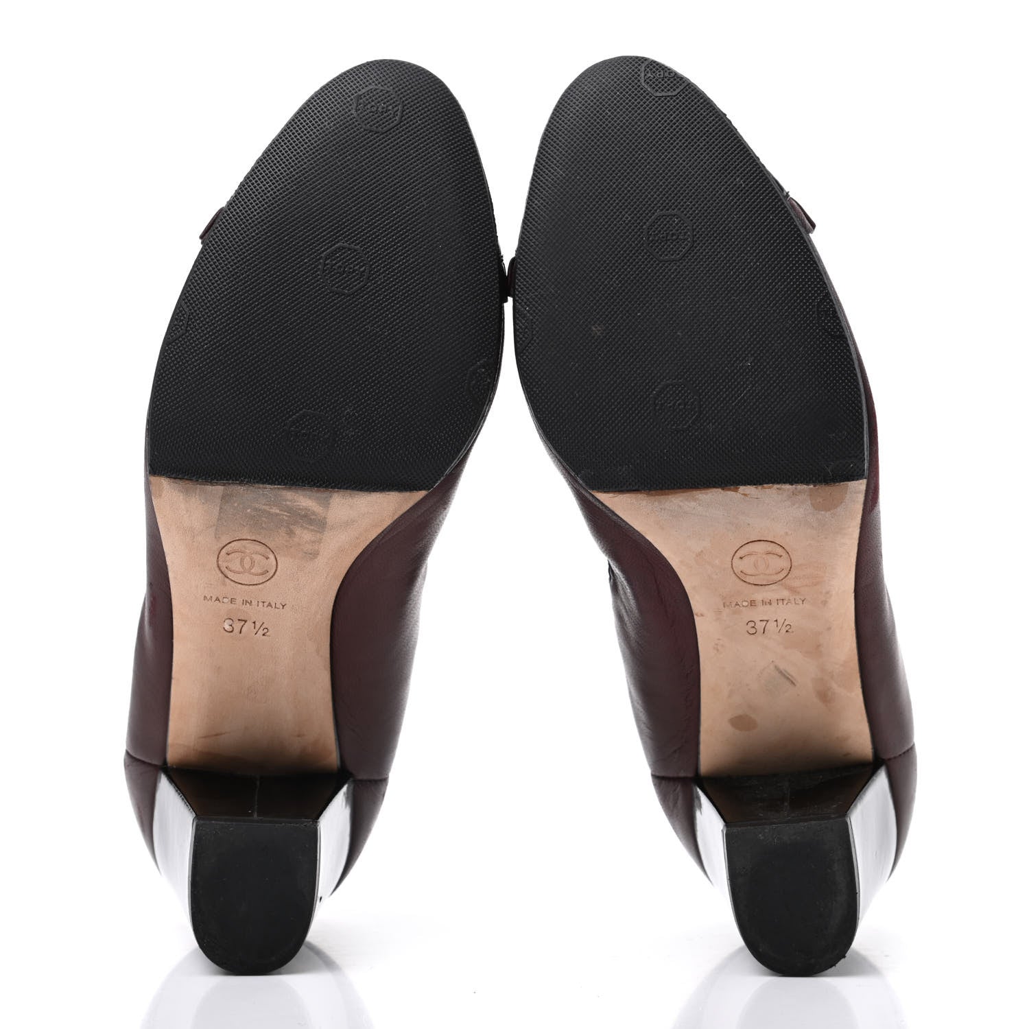 Chanel Lambskin Patent CC Elastic Cap Toe Ballerina Pumps 37.5 Burgundy Black 6 of 16
