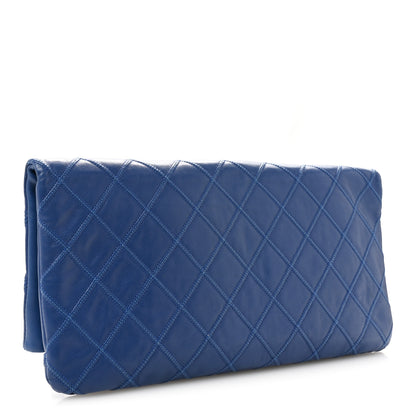 Chanel Calfskin Stitched Thin City Clutch Blue 3 of 11