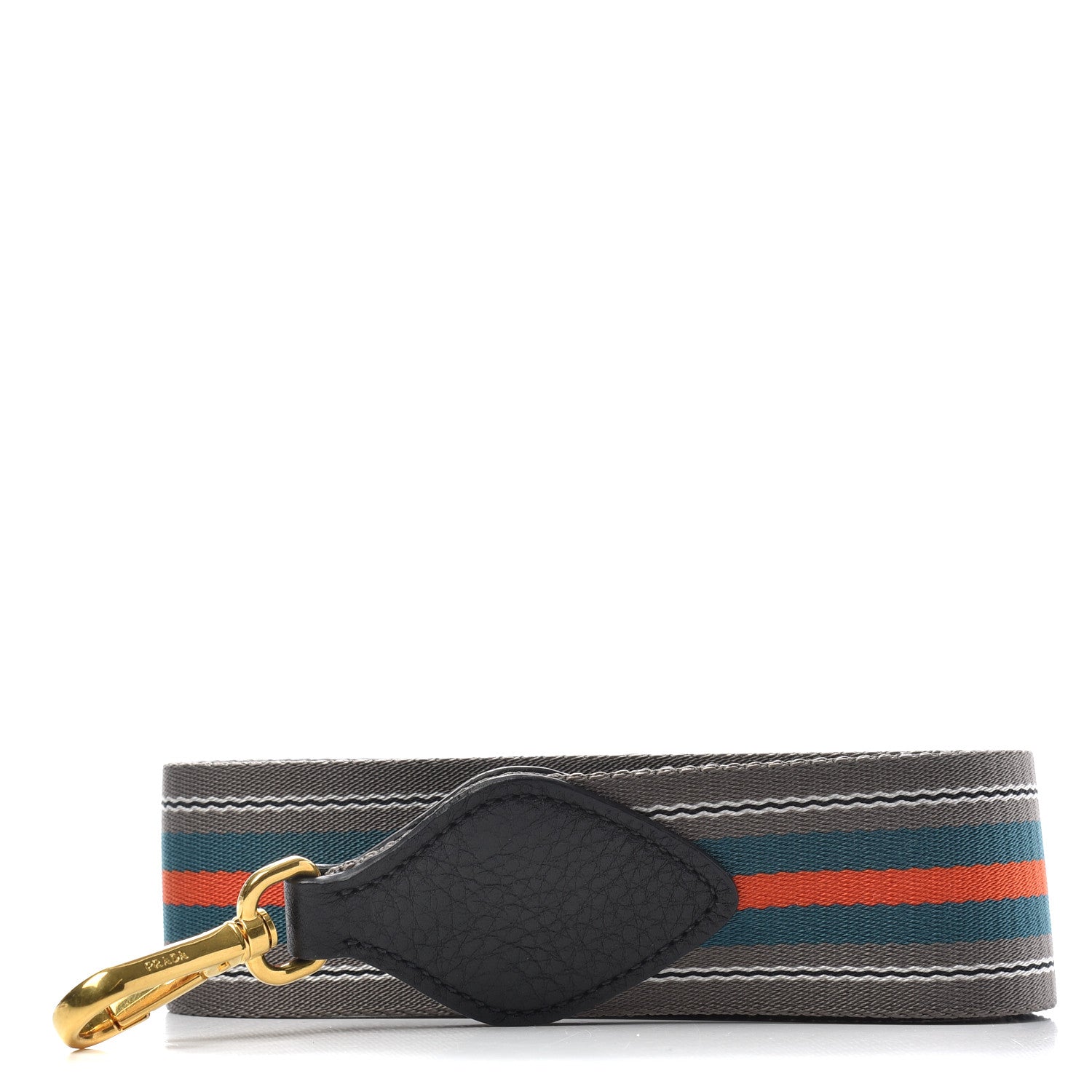 Prada Vitello Daino Striped Fabric Shoulder Strap 1 of 3