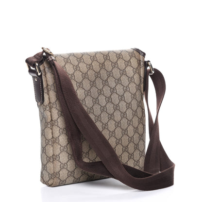 Gucci GG Supreme Monogram Selleria Calfskin Small Flap Messenger Bag Beige Ebony Cocoa Dark Chocolate 3 of 11