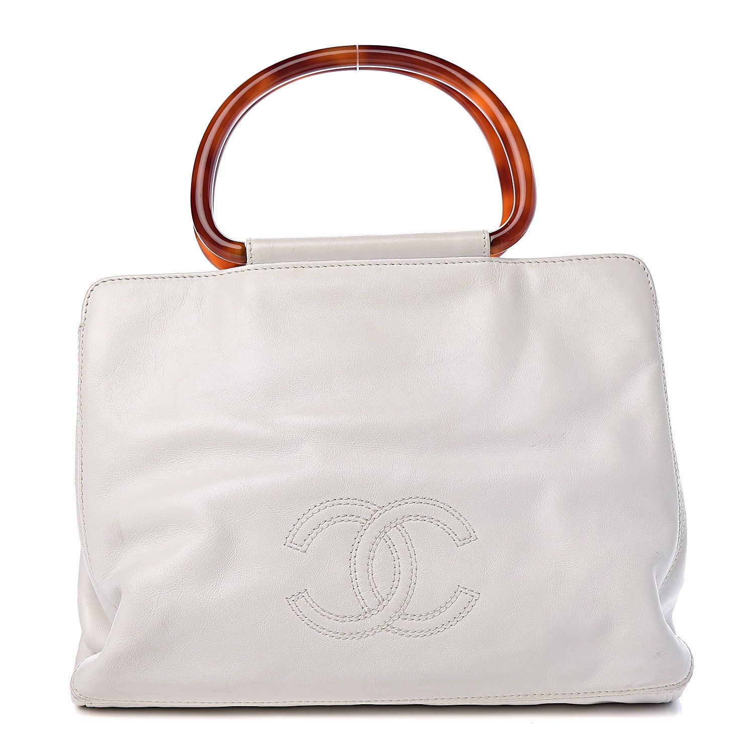 Chanel Lambskin CC Handle Tote White 1 of 11