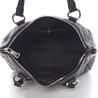 Prada Vitello Daino Shopping Satchel Black 5 of 13
