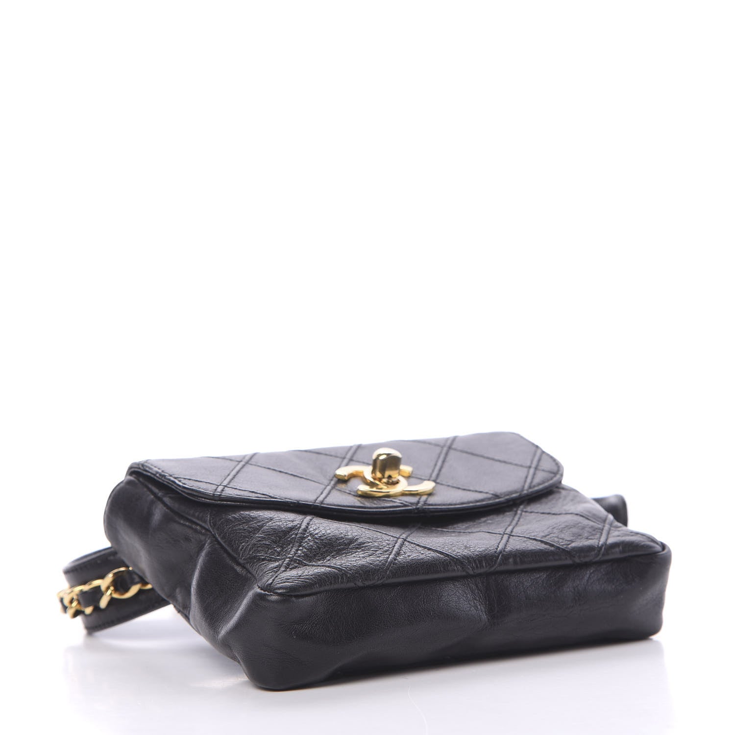 Chanel Calfskin Diamond Embossed Flap Waist Belt Bag Black 3 of 10
