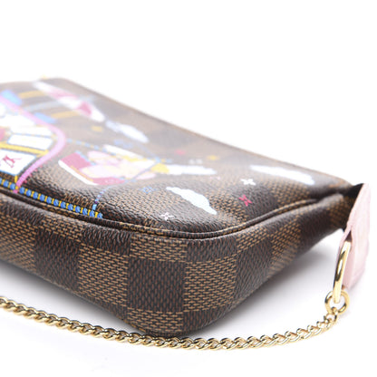 Louis Vuitton Damier Ebene 2020 Christmas Animation Big Wheel Mini Pochette Accessories Rose Ballerine 8 of 9