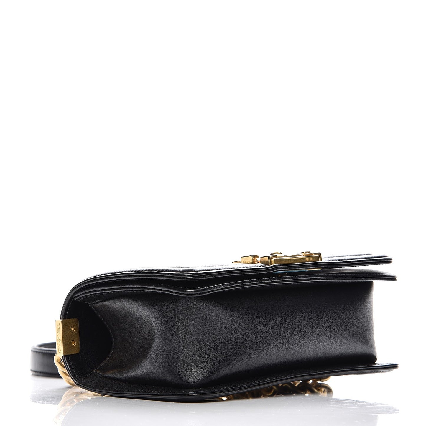Calfskin Quilted Small Boy Flap Black