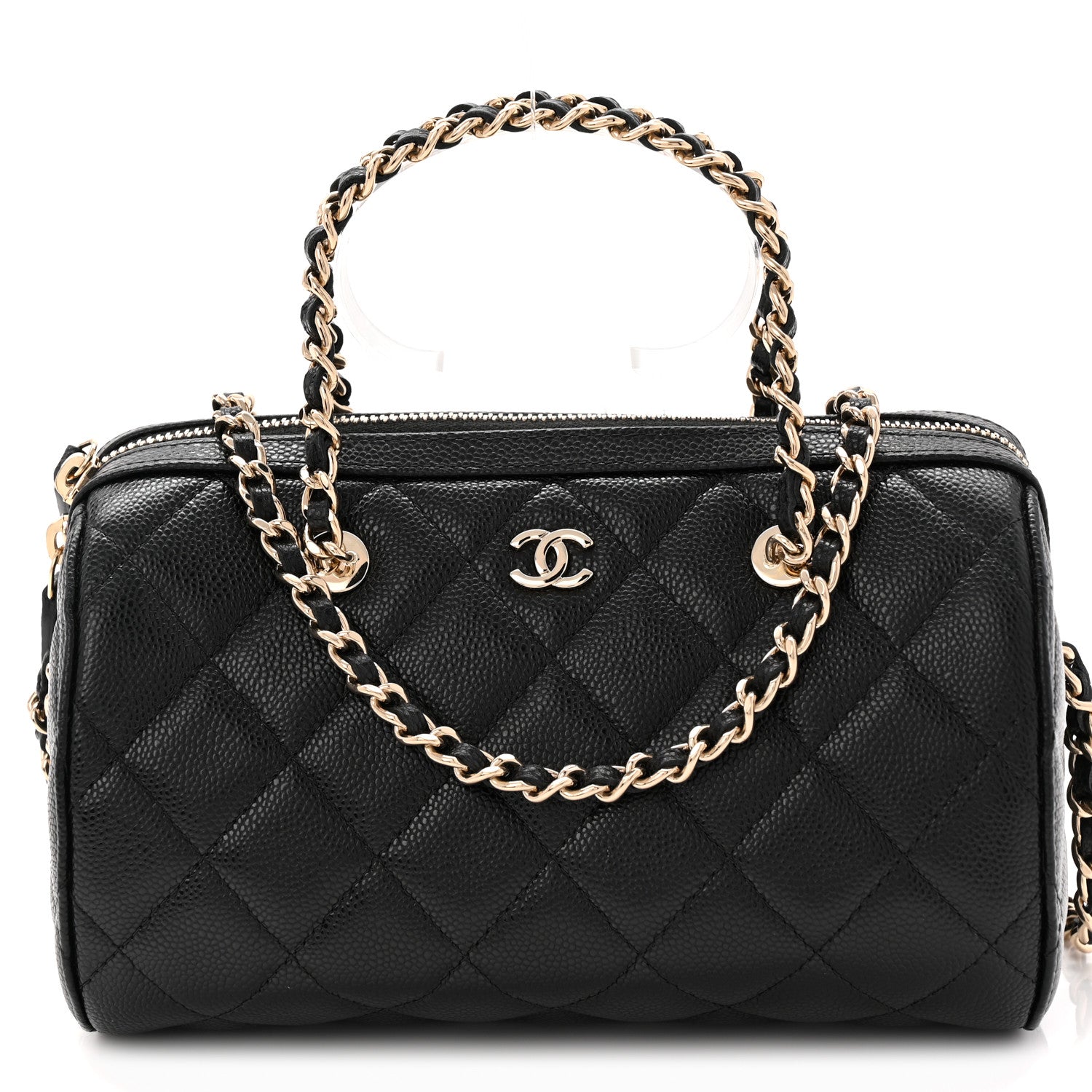 Chanel Caviar Quilted Barrel Clutch With Chain  Black 8 of 11