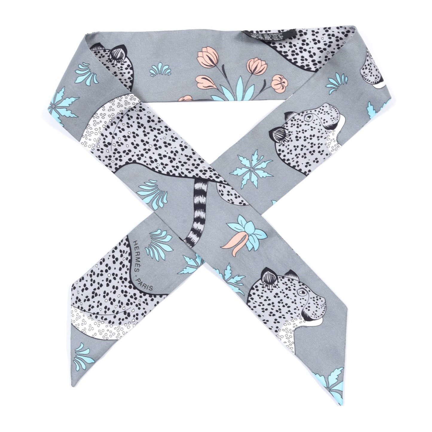 Silk Les Leopards Twilly Gris Acier Gris Perle Peach