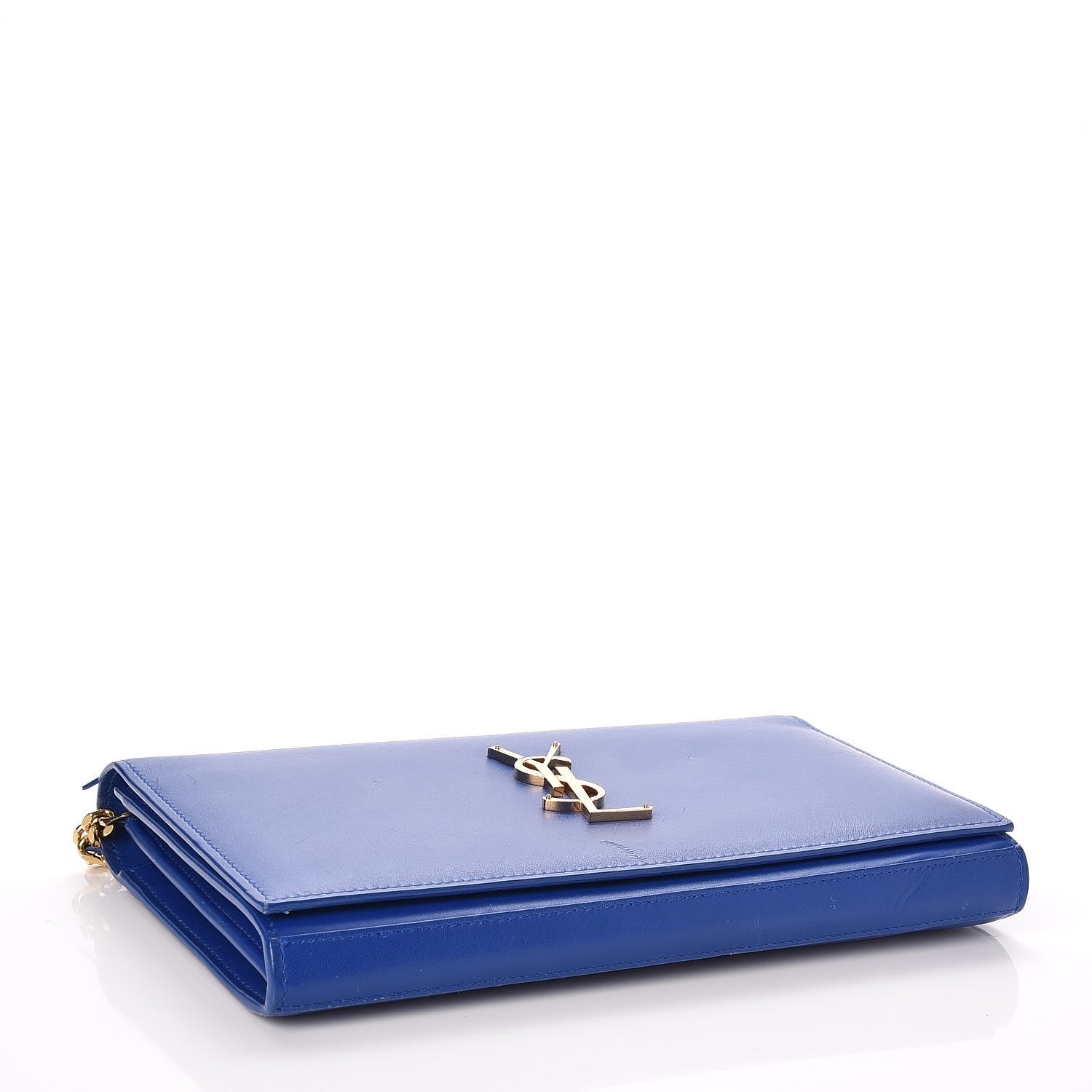 Saint Laurent Calfskin Monogram Chain Wallet Royal Blue 4 of 8