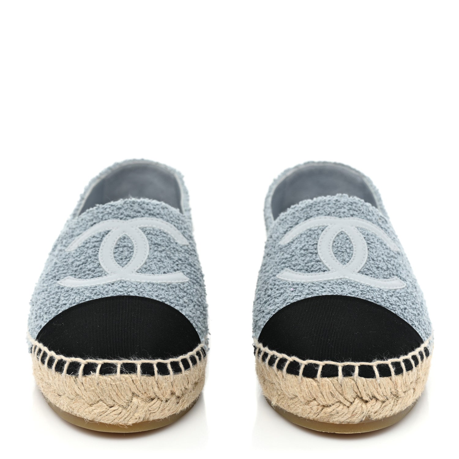 Chanel Fabric Grosgrain CC Espadrilles 37 Blue Light Gray Black 2 of 10