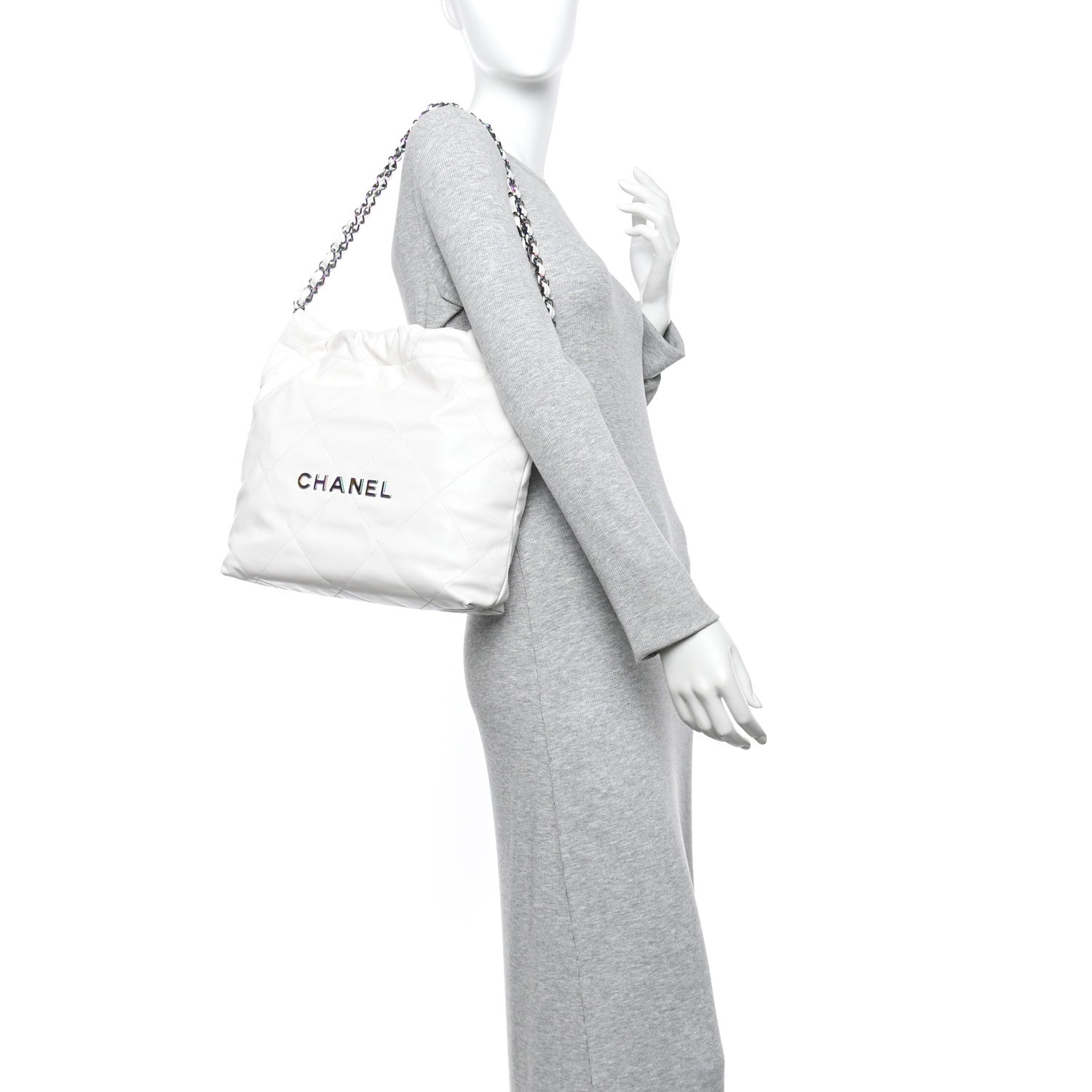 Chanel Shiny Calfskin Quilted Small Rainbow Chanel 22 White 2 of 11
