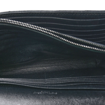 Saint Laurent Grain De Poudre Matelasse Chevron Monogram Monochrome Chain Wallet Black 5 of 9