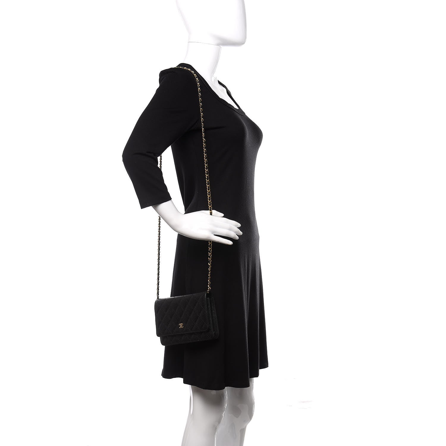 Chanel Caviar Quilted Wallet On Chain WOC Black 2 of 12