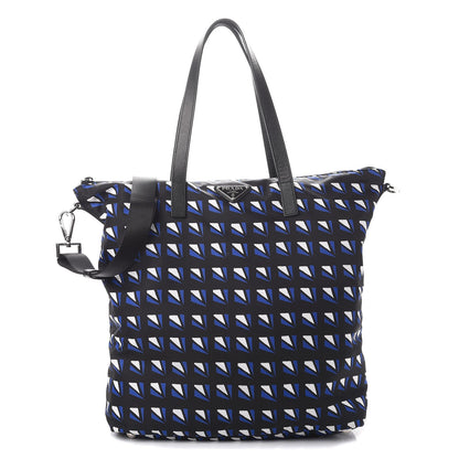 Prada Tessuto Nylon Saffiano Diamond Print Tote Bleuette 1 of 8