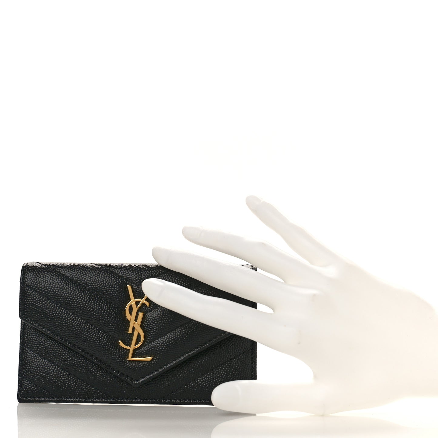 Grain De Poudre Matelasse Chevron Monogram Compact Wallet Black