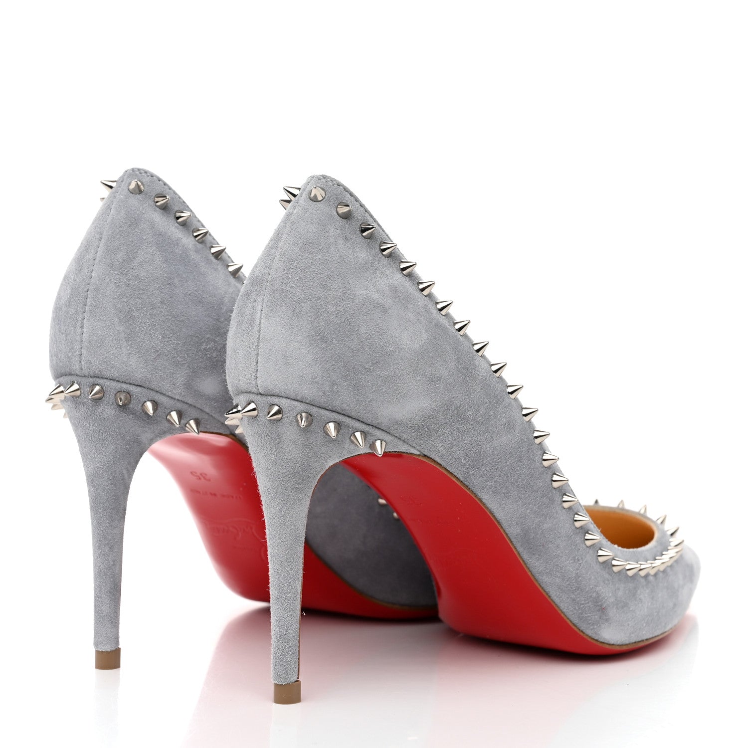 Christian Louboutin Veau Velours Studded Anjalina 85 Pumps 35 Brest 4 of 7
