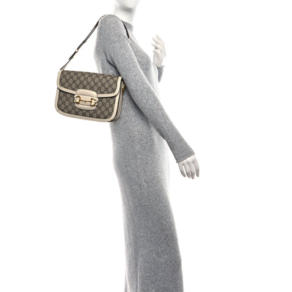 Gucci GG Supreme Monogram Horsebit 1955 Shoulder Bag Beige Mystic White 3 of 11