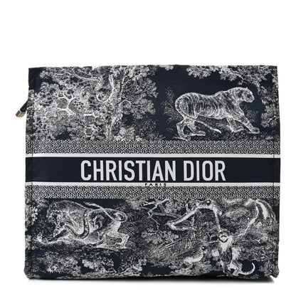 Christian Dior Embroidered Toile De Jouy Diortravel Zipped Pouch Blue 1 of 7