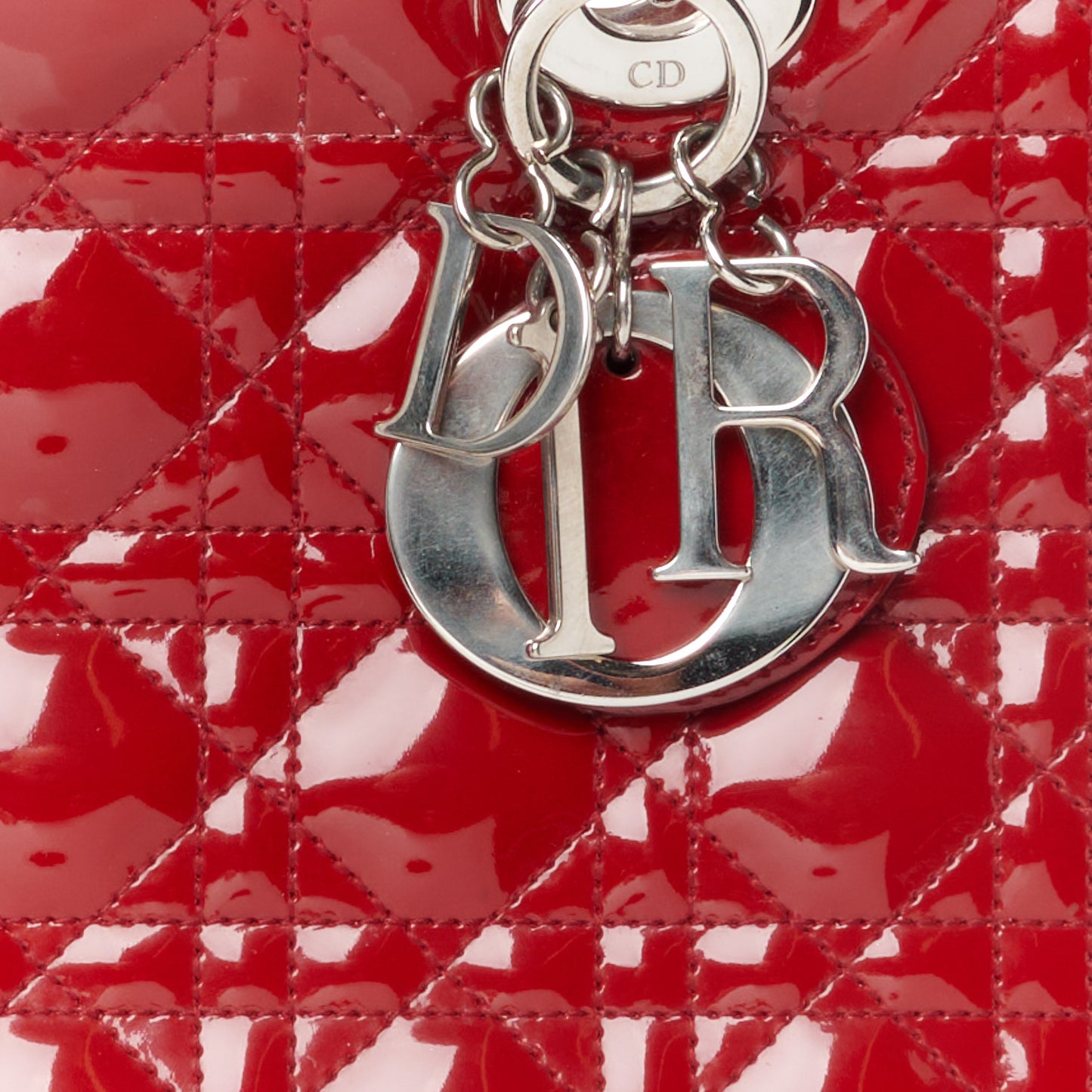 Patent Cannage Large Lady Dior Red