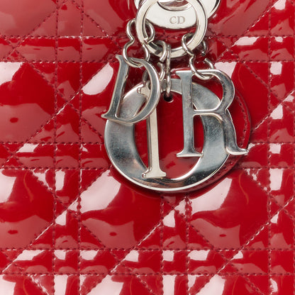 Christian Dior Patent Cannage Large Lady Dior Red 8 of 10