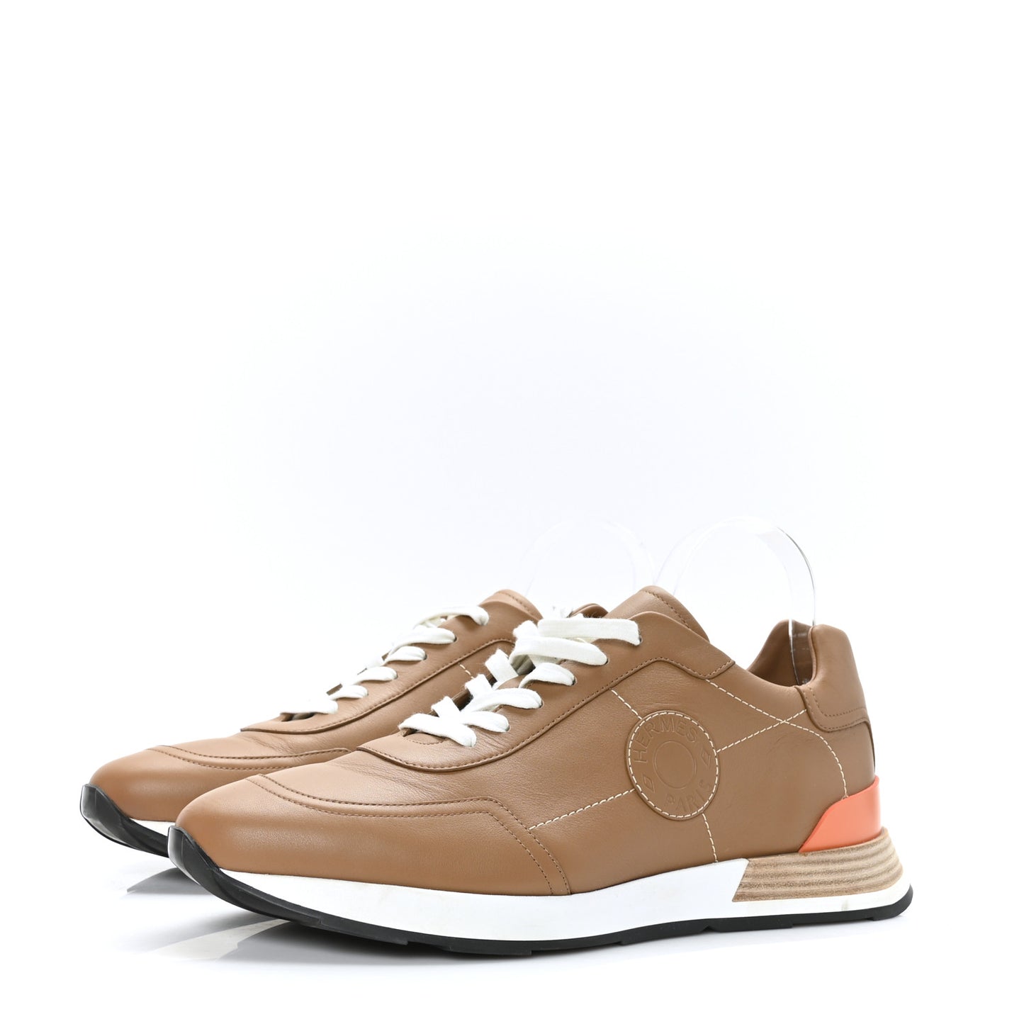 Calfskin Mens Drive Sneakers 46 Naturel