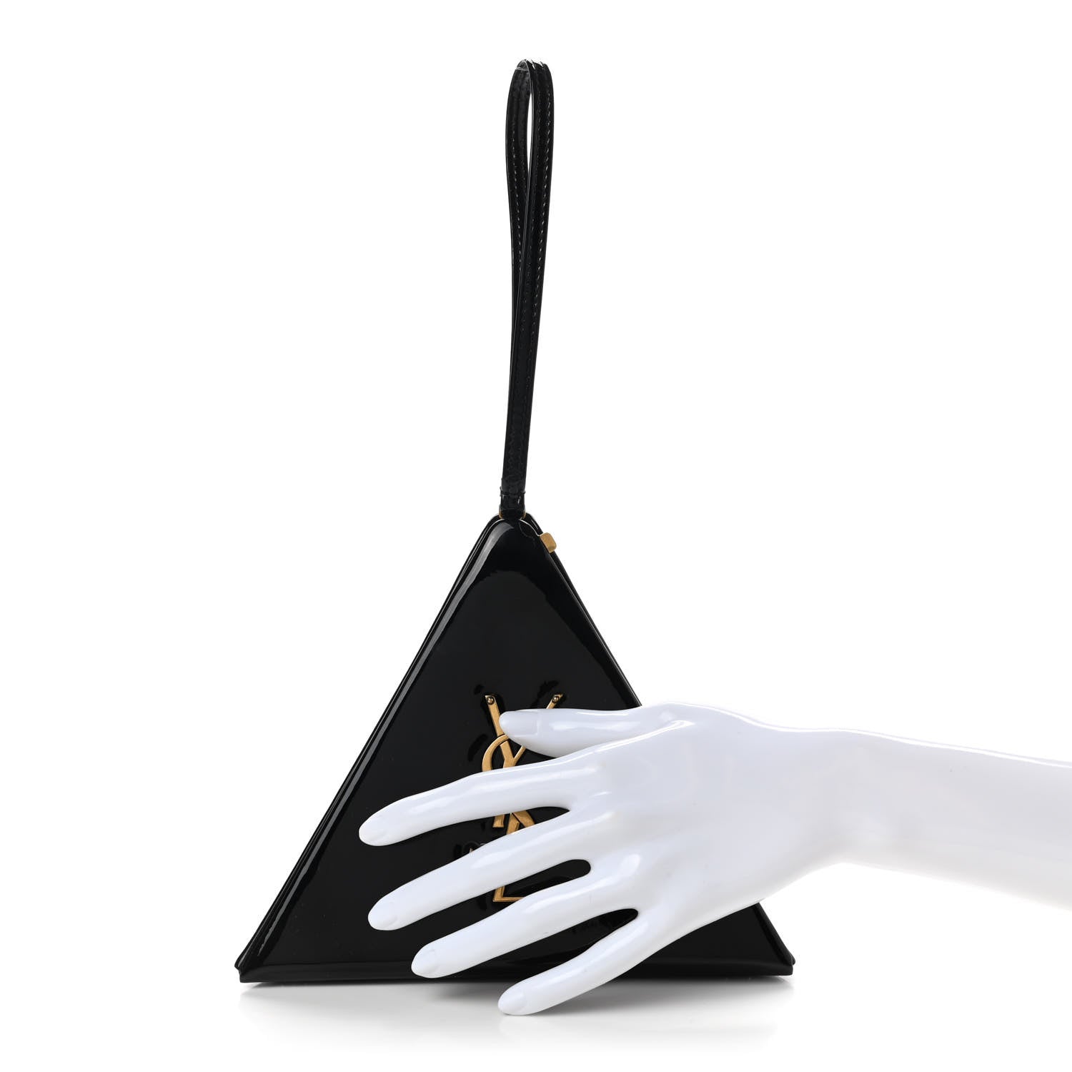 Saint Laurent Patent Pyramid Clutch Black 2 of 5
