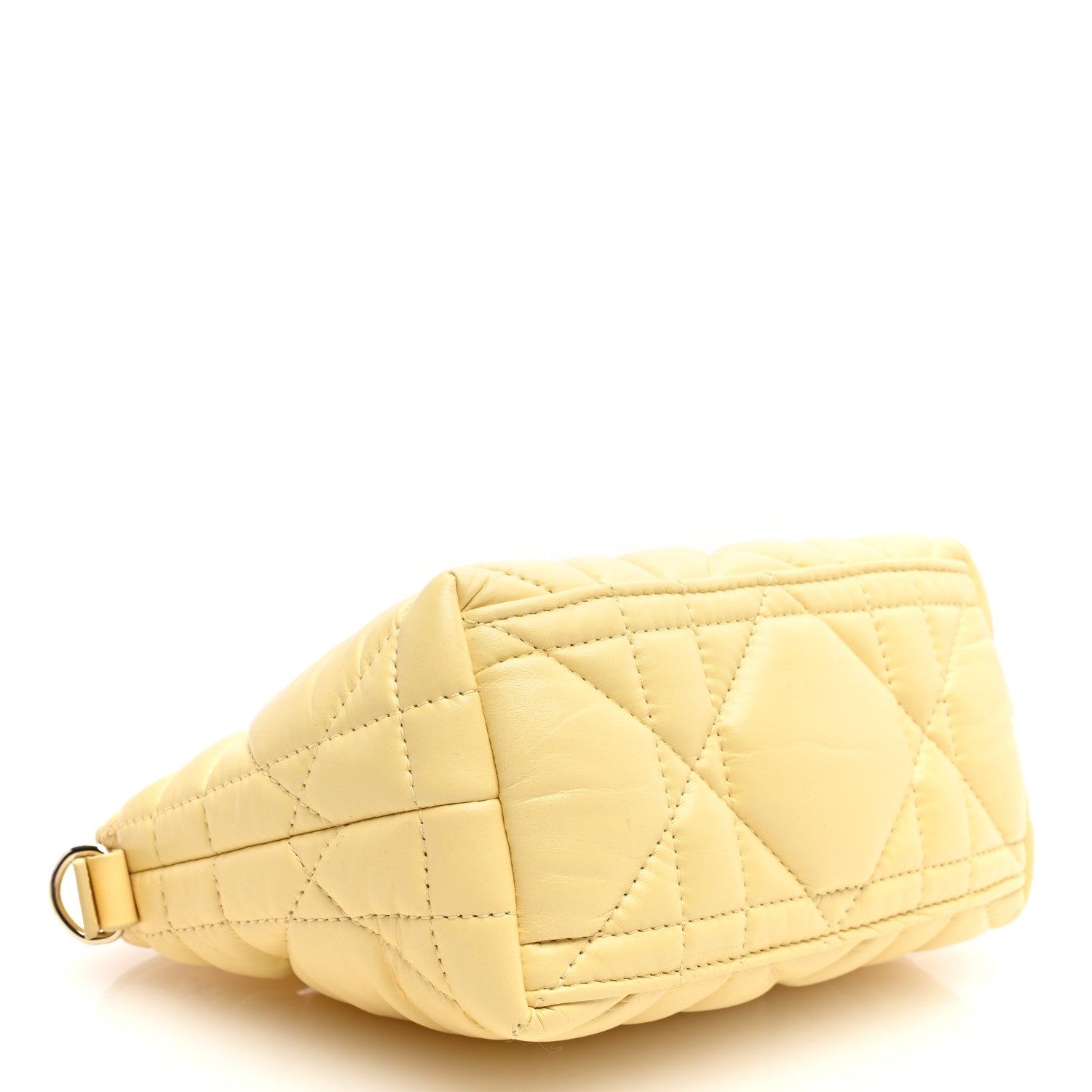 Christian Dior Calfskin Macrocannage Small Diortravel Nomad Pouch Pale Yellow 4 of 7